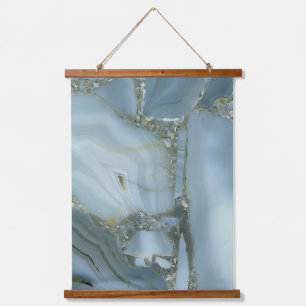 Blue Grey Marble with Gold Vein Hanging Tapestry