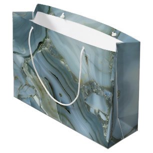 Blue Grey Marble with Gold Vein Large Gift Bag