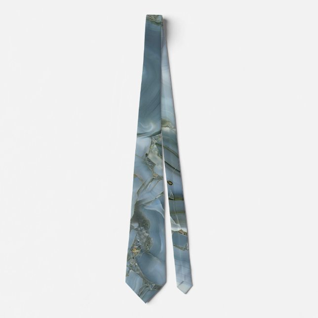 Blue Grey Marble with Gold Vein Tie (Front)