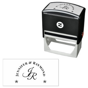 Blue & Grey Marbled Catholic Wedding Self-inking Stamp