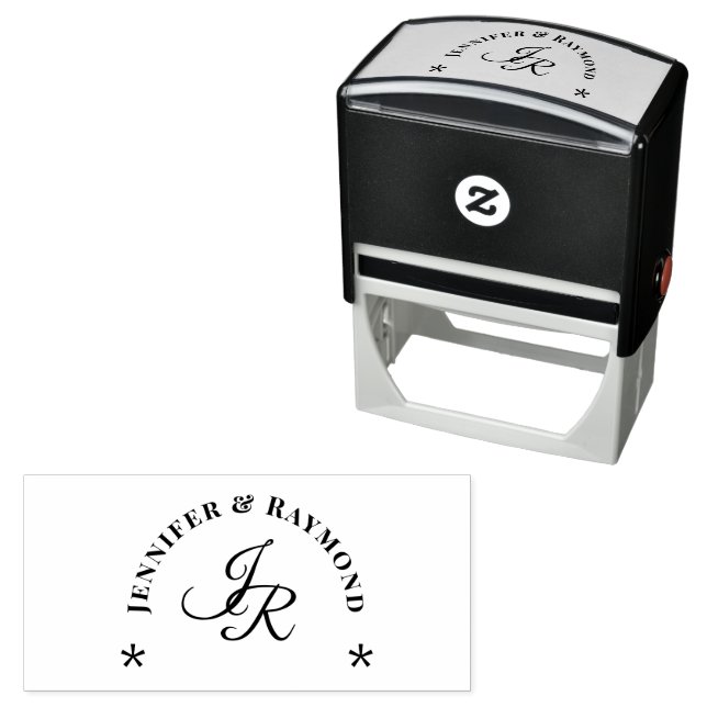 Blue & Grey Marbled Catholic Wedding Self-inking Stamp (In Situ)