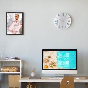 Blue Grey Metallic Silver Roman Numbers Large Clock