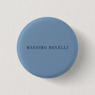 Blue Grey Minimalist Plain Legible Modern 3 Cm Round Badge