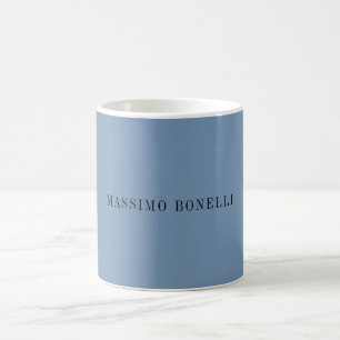 Blue Grey Minimalist Plain Legible Modern Coffee Mug