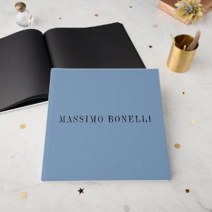Blue Grey Minimalist Plain Legible Modern Guest Book