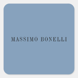 Blue Grey Minimalist Plain Legible Modern Square Sticker