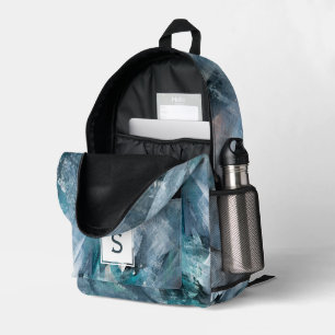 Blue Grey Modern Abstract Painting Printed Backpack