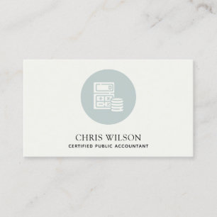 BLUE GREY MODERN CALCULATOR COIN ICON ACCOUNTING BUSINESS CARD