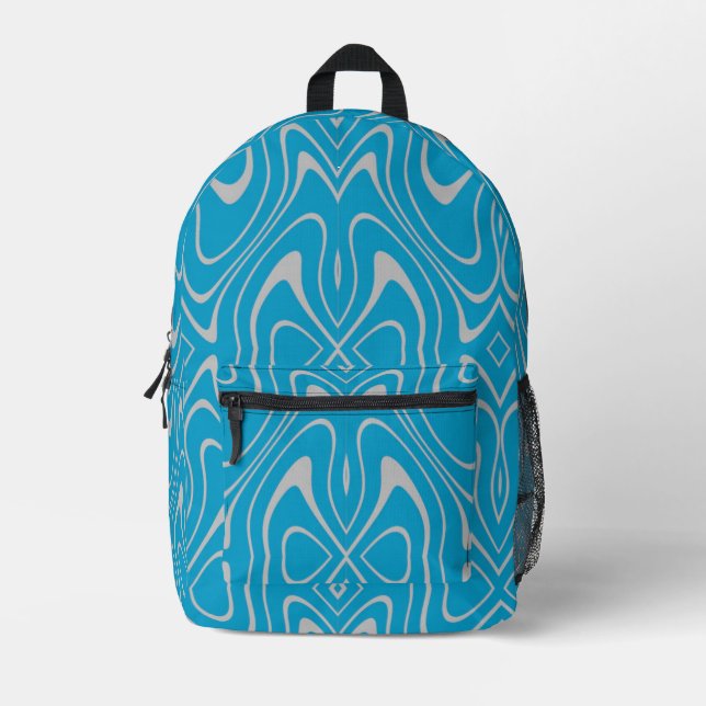 Blue Grey Modern Designer Print Cut Sew Bag (Front)