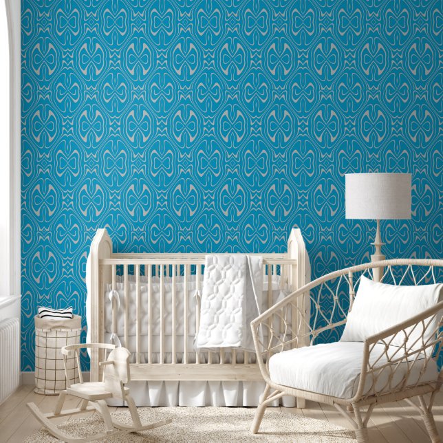 Blue Grey Modern Pattern Wallpaper (Kids)