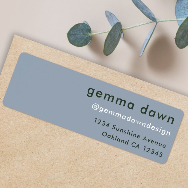 Blue Grey Modern Social Media Return Address Label (Creator Uploaded)