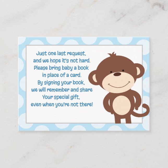 Blue/Grey Monkey Enclosure Book Request Card (Front)