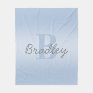Blue & Grey Monogram Editable Colour Combination Fleece Blanket