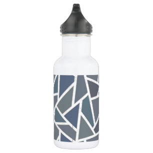 Blue-grey mosaic pattern 532 ml water bottle