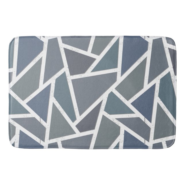 Blue-grey mosaic pattern bath mat (Front)