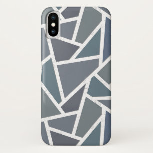 Blue-grey mosaic pattern iPhone x case