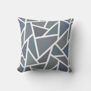 Blue-grey mosaic pattern cushion