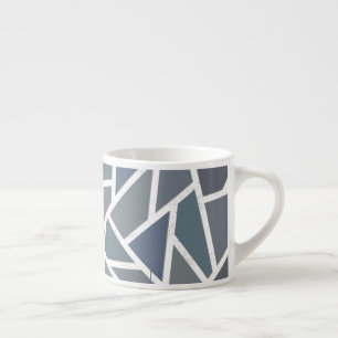 Blue-grey mosaic pattern espresso cup
