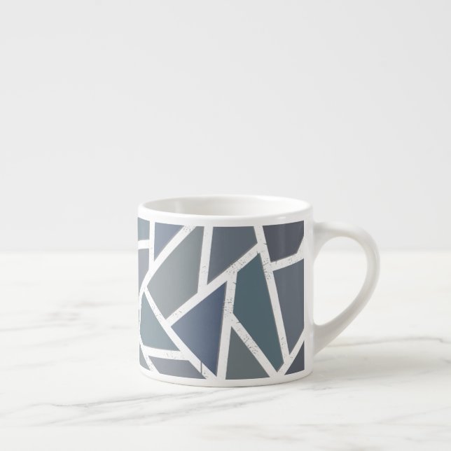 Blue-grey mosaic pattern espresso cup (Right)