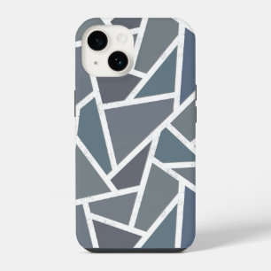 Blue-grey mosaic pattern iPhone 14 case