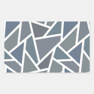 Blue-grey mosaic pattern rectangular sticker