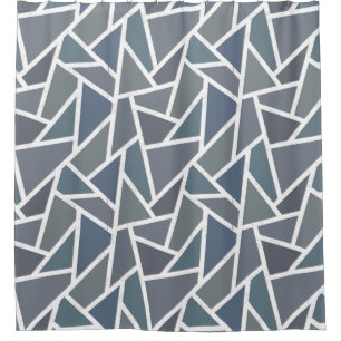 Blue-grey mosaic pattern shower curtain