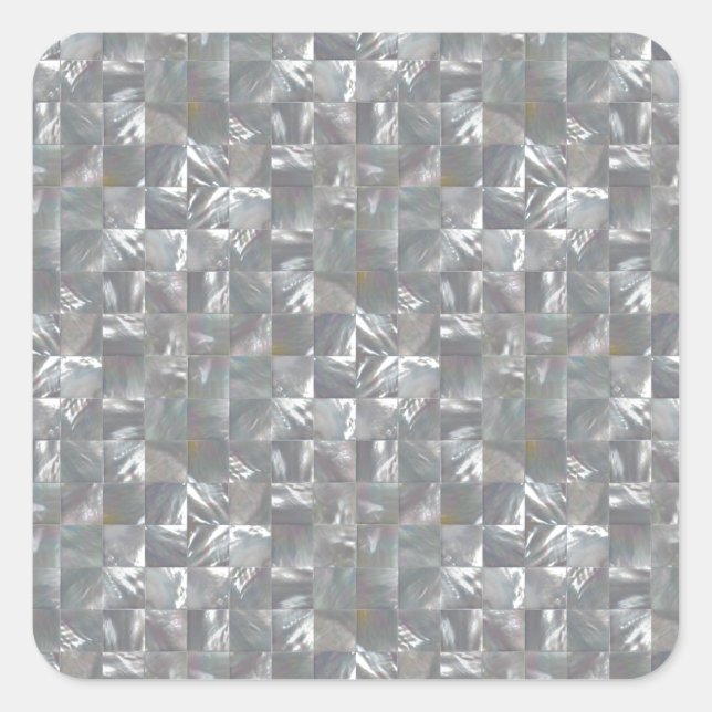 Blue-Grey Mother of Pearl Tile Pattern Square Sticker (Front)
