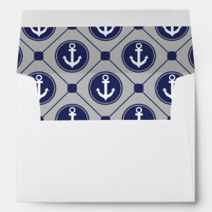 Blue Grey Nautical Anchor Lined Envelopes