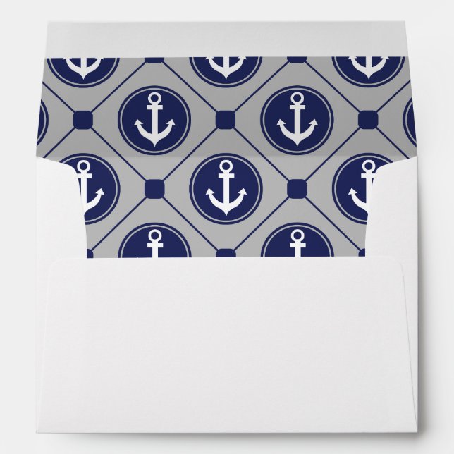 Blue Grey Nautical Anchor Lined Envelopes (Back (Bottom))
