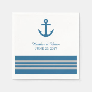 Blue Grey Nautical Anchor Paper Napkins