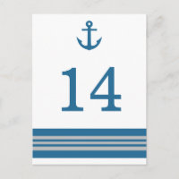 Blue Grey Nautical Anchor Table Number Postcard