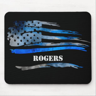 Blue Grey Officer Flag Mousepad
