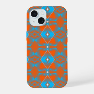 Blue Grey Orange Ombre Geometric Abstract Art iPhone 15 Case