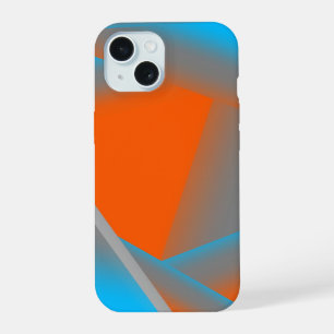 Blue Grey Orange Ombre Geometric Abstract Art iPhone 15 Case