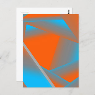 Blue Grey Orange Ombre Geometric Abstract Art Postcard