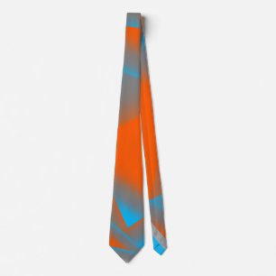 Blue Grey Orange Ombre Geometric Abstract Art Tie