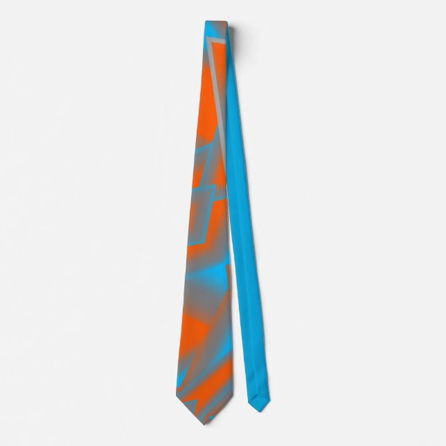 Blue Grey Orange Ombre Geometric Abstract Art  Tie (Front)