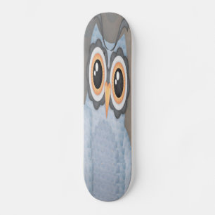 Blue Grey Owl Skateboard