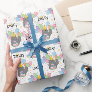 Blue Grey Persian Cat Longhair Birthday Wrapping Paper