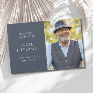 Blue Grey Photo Memorial Guest Book