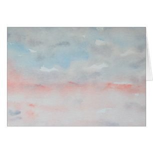 Blue Grey Pink Impressionist Watercolor Landscape