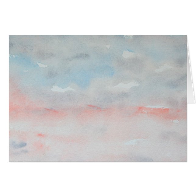Blue Grey Pink Impressionist Watercolor Landscape (Front Horizontal)