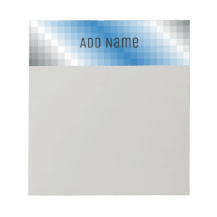 Blue Grey Pixel Personalised Note Pad 5.5 x 6