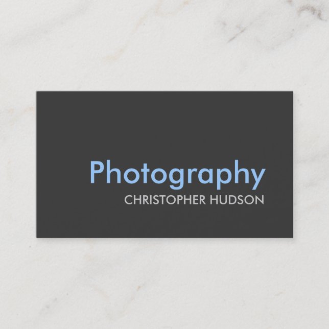 Blue Grey Plain Photography Business Card (Front)