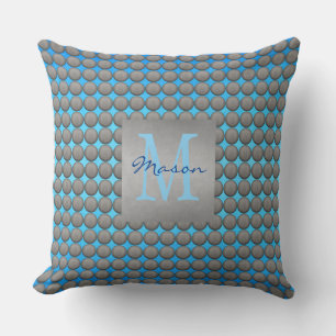 Blue & Grey Polka Dot Pattern Cushion