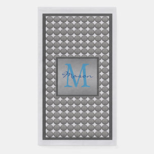Blue & Grey Polka Dot Pattern Monogram Napkin