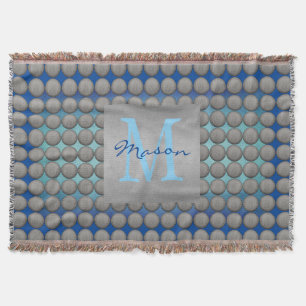 Blue & Grey Polka Dot Pattern Throw Blanket