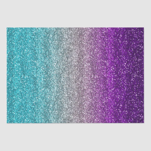 Blue, Grey & Purple Gradient Glitter Tissue Paper (Front)