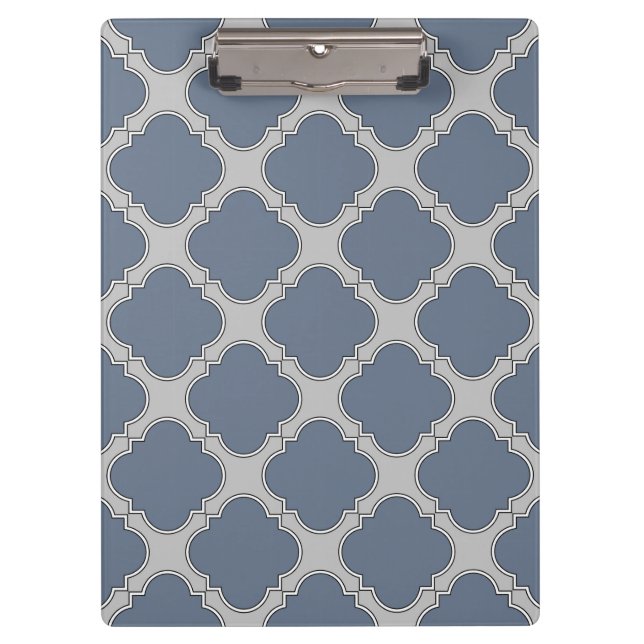 Blue-grey quatrefoil clipboard (Front)