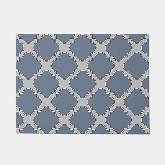 Blue-grey quatrefoil doormat (Front)